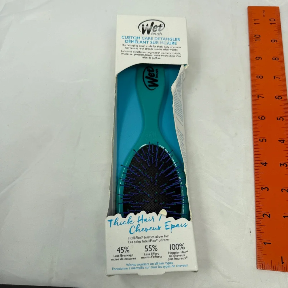 Wet Brush Custom Care Detangler for Thick Curly Hair Teal IntelliFlex Bristles